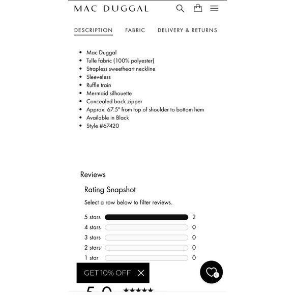 Mac Duggal Stunning Black Gothcore tulle strapless dress size 2 NWT 67420 DK FAI - Picture 9 of 9